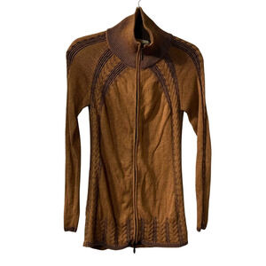 Indigenous Women's Organic Cotton Full Zip Sweater Size XS Mock Neck Peruvian